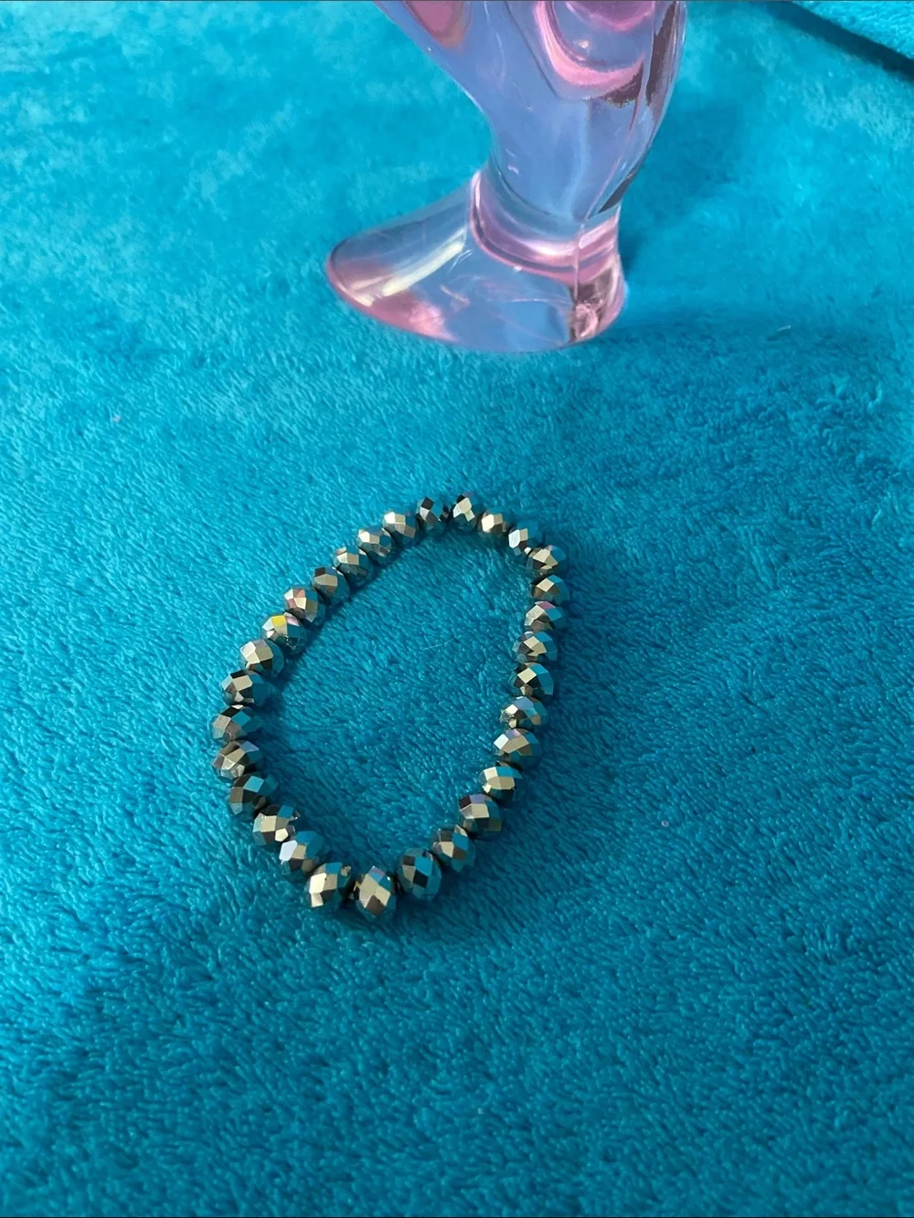 Faceted Hematite Stretch Bracelet - Metallic Gray